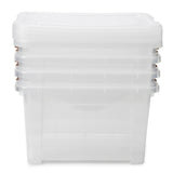 EZOWare 16.9 Quart Plastic Storage Container Bin with Lid, Clear Stackable Tote Storage Organizer Lidded Latch Box with Handles -15.4 x 11 x 9.45 inch/Set of 4
