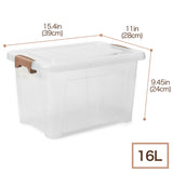 EZOWare 16.9 Quart Plastic Storage Container Bin with Lid, Clear Stackable Tote Storage Organizer Lidded Latch Box with Handles -15.4 x 11 x 9.45 inch/Set of 4