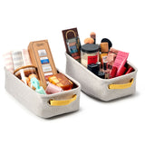EZOWare Small Collapsible Storage Bins Baskets, Pack of 6 Foldable Canvas Fabric Tweed Organizer Set with Handles for Home and Office - 12 x 7 x 4 inch (Light Gray)