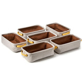 EZOWare Small Collapsible Storage Bins Baskets, Pack of 6 Foldable Canvas Fabric Tweed Organizer Set with Handles for Home and Office - 12 x 7 x 4 inch (Light Gray)