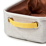 EZOWare Small Collapsible Storage Bins Baskets, Pack of 6 Foldable Canvas Fabric Tweed Organizer Set with Handles for Home and Office - 12 x 7 x 4 inch (Light Gray)