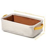 EZOWare Small Collapsible Storage Bins Baskets, Pack of 6 Foldable Canvas Fabric Tweed Organizer Set with Handles for Home and Office - 12 x 7 x 4 inch (Light Gray)
