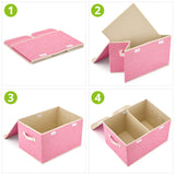 Large Storage Boxes [3-Pack] EZOWare Large Linen Fabric Foldable Storage Cubes Bin Box Containers with Lid and Handles For Home, Office, Closet, Bedroom, Living Room (Pink)