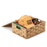 EZOWare Set of 4 Paper Rope Lidded Woven Storage Baskets, Stackable Decorative Organizer Container Bin Box with Handles/Lid - 4 Sizes, Natural Beige