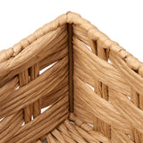 EZOWare Set of 4 Paper Rope Lidded Woven Storage Baskets, Stackable Decorative Organizer Container Bin Box with Handles/Lid - 4 Sizes, Natural Beige