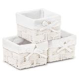 EZOWare Set of 6 Woven Paper Rope Wicker Storage Nest Baskets Organizer Container Bins with Liner for Nursery, Kids Baby Closets, Room Decor, Toys, Towels, Gift Baskets Empty - White (14x14x10cm)