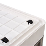 EZOWare 15 Quart Stackable Lidded Plastic Storage Bins with Front Opening and Wheels, 2 Pack Foldable Organizer Cube Box Containers with Latch Lid - White and Clear Gray
