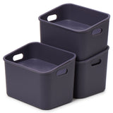 EZOWare Small Storage Basket Bin with Tray Lid & Handles, Set of 3 Plastic Box Tote Organizer Container for Nursery, Bathroom, Pantry and More (9.6x6.6x6.7 inch, Grey)