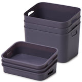 EZOWare Small Storage Basket Bin with Tray Lid & Handles, Set of 3 Plastic Box Tote Organizer Container for Nursery, Bathroom, Pantry and More (9.6x6.6x6.7 inch, Grey)