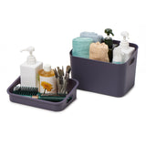 EZOWare 7 Quart Storage Basket with Tray Lid & Handles, Set of 6 Lidded Plastic Box Tote Organizer Container for Nursery, Bathroom, Kitchen, School and More (9.6x6.6x6.7 inch, Grey)