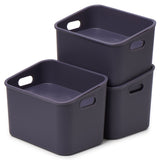 EZOWARE Small Storage Basket with Tray Lid & Handles, Set of 6 Plastic Box Tote Organiser Container for Nursery, Bathroom, Kitchen Pantry, Cupboard, School and More (24.5x16.7x 7 cm, Grey)