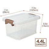 EZOWare 4.6 Quart Plastic Storage Basket Container with Latching Lid, Set of 6 Clear Stackable Tote Organizer Latch Bin Box with Handles for Home, Office, School and more - 11 x 7.7 x 5.5 inch