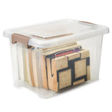 EZOWare 16.9 Quart Plastic Storage Container Bin with Lid, Set of 6 Clear Stackable Tote Organizer Lidded Box with Handles - 15.3x10.2x 8.7 inch