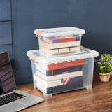 EZOWare 16.9 Quart Plastic Storage Container Bin with Lid, Set of 6 Clear Stackable Tote Organizer Lidded Box with Handles - 15.3x10.2x 8.7 inch