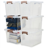 EZOWare 16.9 Quart Plastic Storage Container Bin with Lid, Set of 6 Clear Stackable Tote Organizer Lidded Box with Handles - 15.3x10.2x 8.7 inch