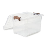EZOWare 16.9 Quart Plastic Storage Container Bin with Lid, Set of 6 Clear Stackable Tote Organizer Lidded Box with Handles - 15.3x10.2x 8.7 inch