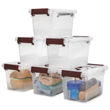 EZOWare 5 Quart Stackable Storage Bin Container with Latching Lid, Set of 6 Clear Lidded Plastic Tote Organiser Latch Box with Top Handle - 10 x 6.5 x 5.5 inch