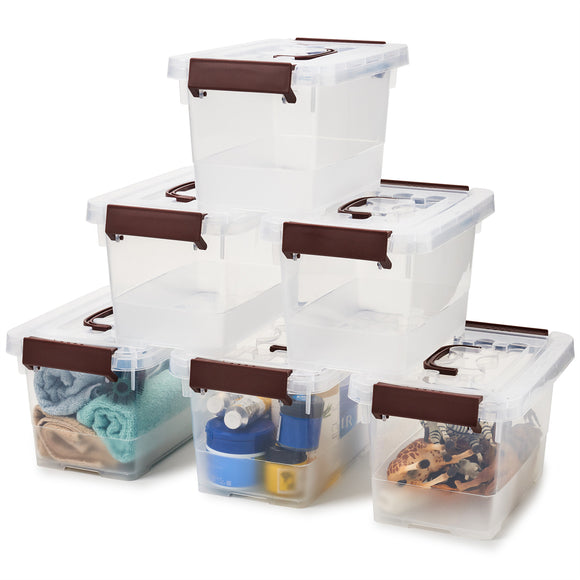 EZOWare 5L Stackable Storage Bin Container with Latching Lid, Set of 6