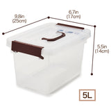 EZOWare 5L Stackable Storage Bin Container with Latching Lid, Set of 6 Clear Plastic Portable Tote Organiser Latch Box with Top Handle for Home, Office, Bathroom and more - 25x17x14cm