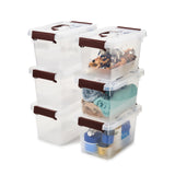 EZOWare 5 Quart Stackable Storage Bin Container with Latching Lid, Set of 6 Clear Lidded Plastic Tote Organiser Latch Box with Top Handle - 10 x 6.5 x 5.5 inch