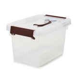 EZOWare 5L Stackable Storage Bin Container with Latching Lid, Set of 6 Clear Plastic Portable Tote Organiser Latch Box with Top Handle for Home, Office, Bathroom and more - 25x17x14cm