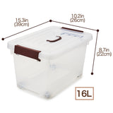 EZOWare 17 Quart Plastic Storage Box Tote Bins with Latching Lids, Set of 4 Clear Stackable Storage Container with Top Handle and Wheels - 15.3 x 10.2 x 8.7 inch