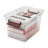EZOWare 17 Quart Plastic Storage Box Tote Bins with Latching Lids, Set of 4 Clear Stackable Storage Container with Top Handle and Wheels - 15.3 x 10.2 x 8.7 inch