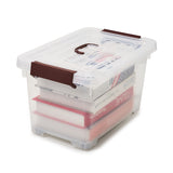 EZOWare 17 Quart Plastic Storage Box Tote Bins with Latching Lids, Set of 4 Clear Stackable Storage Container with Top Handle and Wheels - 15.3 x 10.2 x 8.7 inch
