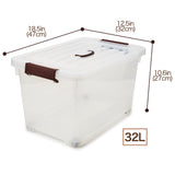 EZOWare 34 Quart Plastic Storage Box Tote Bins with Latching Lid, Set of 3 Clear Stackable Storage Container with Handles and Wheels - 18.5 x 12.5 x 10.6 inch