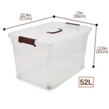 EZOWare 55 Quart Plastic Storage Box Tote Bins with Latching Lid, Set of 4 Clear Stackable Storage Organizer Container with Handles and Wheels - 22.4x15x12.6 inch