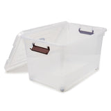 EZOWare 55 Quart Plastic Storage Box Tote Bins with Latching Lid, Set of 4 Clear Stackable Storage Organizer Container with Handles and Wheels - 22.4x15x12.6 inch
