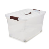 EZOWare 55 Quart Plastic Storage Box Tote Bins with Latching Lid, Set of 4 Clear Stackable Storage Organizer Container with Handles and Wheels - 22.4x15x12.6 inch
