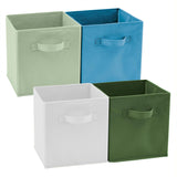 EZOWare Set of 4 Foldable Fabric Basket Bins Storage Organizer Cube 10.5 x 10.5 x 11 inch (Assorted Color)