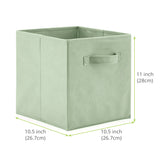 EZOWare Set of 4 Foldable Fabric Basket Bins, 10.5"x10.5"x11" Collapsible Storage Cubes with Handle for Nursery Toys Baby Organizer- Pastel Green