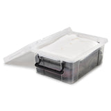 EZOWare 15 Quart Lidded Plastic Storage Bin Boxes, Clear Stackable Container Baskets with Top Handle and Latching Lid - 17 x 12 x 7 inches, 4 Pack