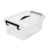 EZOWare 15 Quart Lidded Plastic Storage Bin Boxes, Clear Stackable Container Baskets with Top Handle and Latching Lid - 17 x 12 x 7 inches, 4 Pack