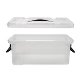 EZOWare 15 Quart Lidded Plastic Storage Bin Boxes, Clear Stackable Container Baskets with Top Handle and Latching Lid - 17 x 12 x 7 inches, 4 Pack