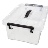 EZOWare 15 Quart Lidded Plastic Storage Bin Boxes, Clear Stackable Container Baskets with Top Handle and Latching Lid - 17 x 12 x 7 inches, 4 Pack