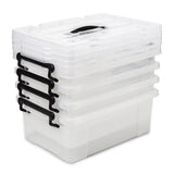 EZOWare 15 Quart Lidded Plastic Storage Bin Boxes, Clear Stackable Container Baskets with Top Handle and Latching Lid - 17 x 12 x 7 inches, 4 Pack