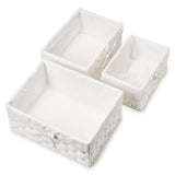 EZOWare Paper Rope Woven Basket Cubes, Set of 3 Rectangular Storage Organizer Wicker Nesting Bins for Organizing Kids Baby Closets, Room Decor, Gift Baskets Empty - White / Mixed Size