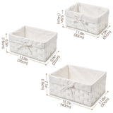 EZOWare Paper Rope Woven Basket Cubes, Set of 3 Rectangular Storage Organizer Wicker Nesting Bins for Organizing Kids Baby Closets, Room Decor, Gift Baskets Empty - White / Mixed Size