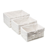 EZOWare Paper Rope Woven Basket Cubes, Set of 3 Rectangular Storage Organizer Wicker Nesting Bins for Organizing Kids Baby Closets, Room Decor, Gift Baskets Empty - White / Mixed Size