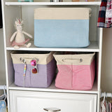 EZOWare Folding Storage Baskets Large Canvas Fabric Tweed Storage Organizer 3 Pack / Mixed Color