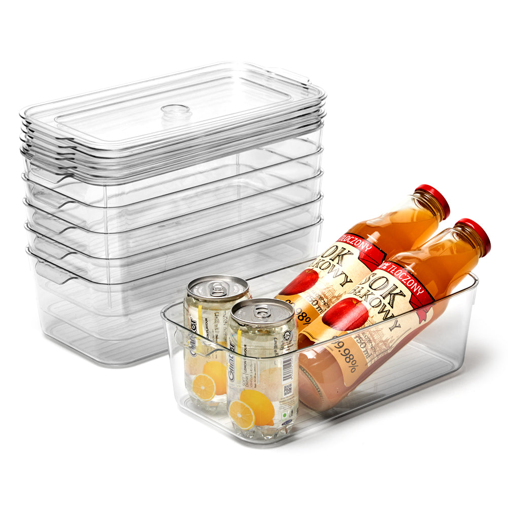 Wepsen Set of 6 Refrigerator Organizer Bin Clear Plastic Stackable Fridge for