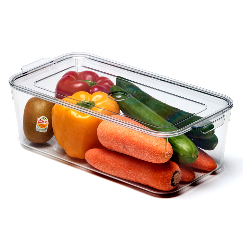 EZOWare Set of 6 Refrigerator Organizer Bins with Lid, Clear Stackable