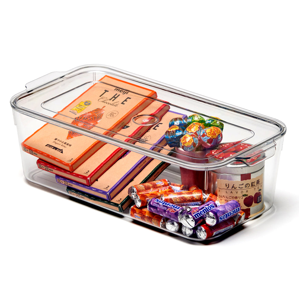 EZOWare Set of 6 Refrigerator Organizer Bins with Lid, Clear Stackable