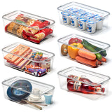 EZOWare Set of 6 Refrigerator Organizer Bins with Lid, Clear Stackable Kitchen Plastic Storage Box Containers for Food Storage Pantry