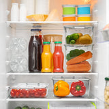 EZOWare 6 Pack Stackable Clear Refrigerator Organiser Bins with Lid, Plastic Storage Box Container for Kitchen Cabinet, Pantry Organization, Fridge, Freezer - 33.5 x 21.5 x 5.5 cm