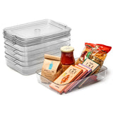 EZOWare 6 Pack Stackable Clear Refrigerator Organiser Bins with Lid, Plastic Storage Box Container for Kitchen Cabinet, Pantry Organization, Fridge, Freezer - 33.5 x 21.5 x 5.5 cm