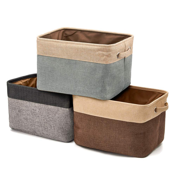 EZOWare Set of 3 Large Canvas Fabric Tweed Storage Organizer Cube Set 3 Pack/Assorted color